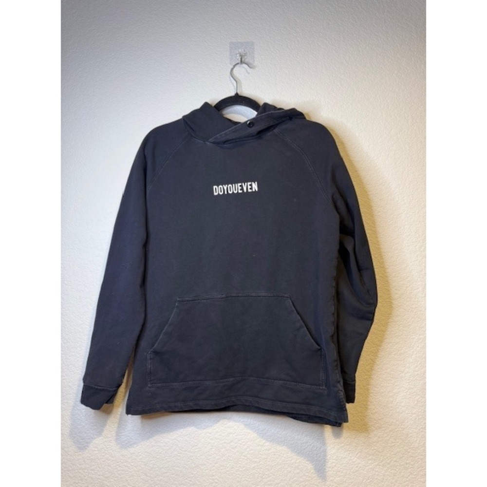 DOYOUEVEN Mens Black Hoodie Sweatshirt Pullover Graphic Logo Size M 2211